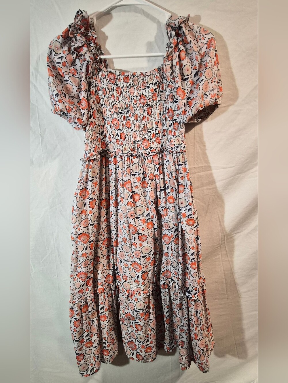 Vineyard Vines Coral & Navy Floral Smocked Dress
